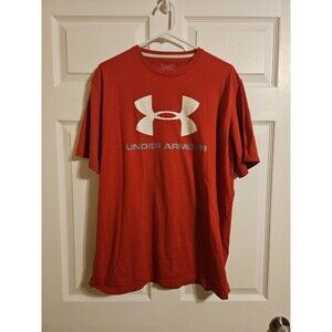Under Armour T Shirt Mens XL Red Tactical HeatGear Big Logo Tee Loose Fit
